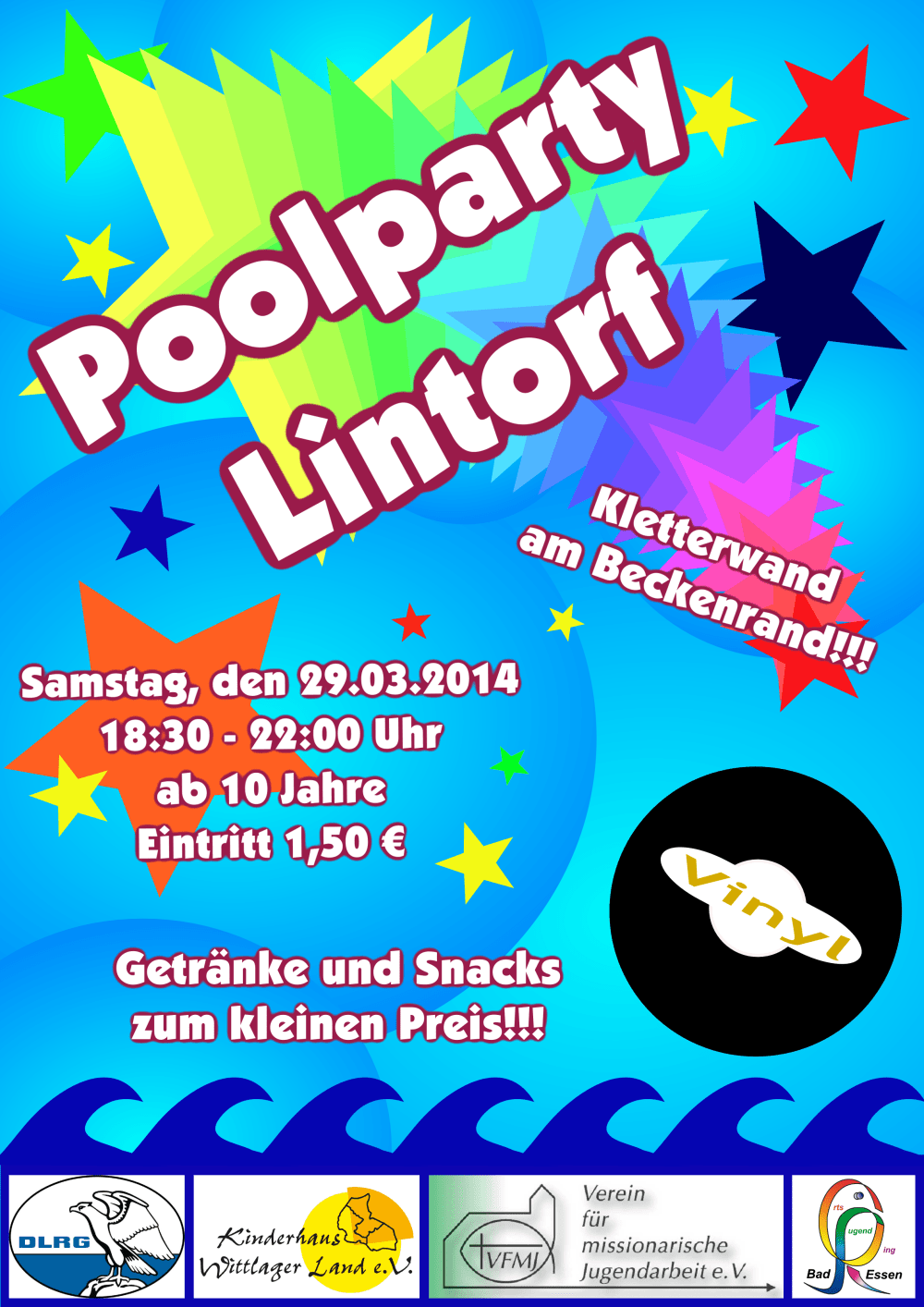 Poolparty Flyer Kletterwand 29.03.2014
